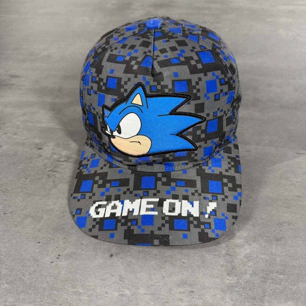 Sega Sonic the Hedgehog Kids‎ Snapback Hat Blue Pixel Camo Game On Baseball Cap